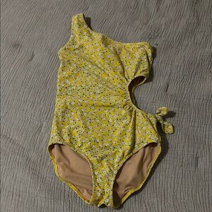 Crewcuts Yellow Floral one shoulder Swimsuit- barely worn
